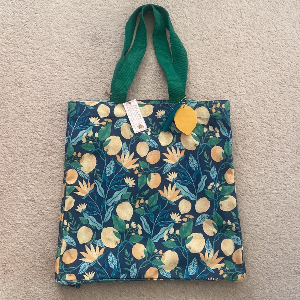 Lemon print x-large reusable fabric tote - Picture 2 of 5